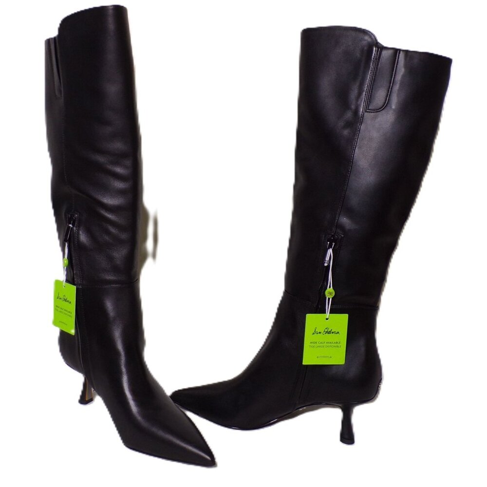 🆕SAM EDELMAN Taylin Knee High Kitten Heel Boot Wide Calf Black 8 - Picture 6 of 15